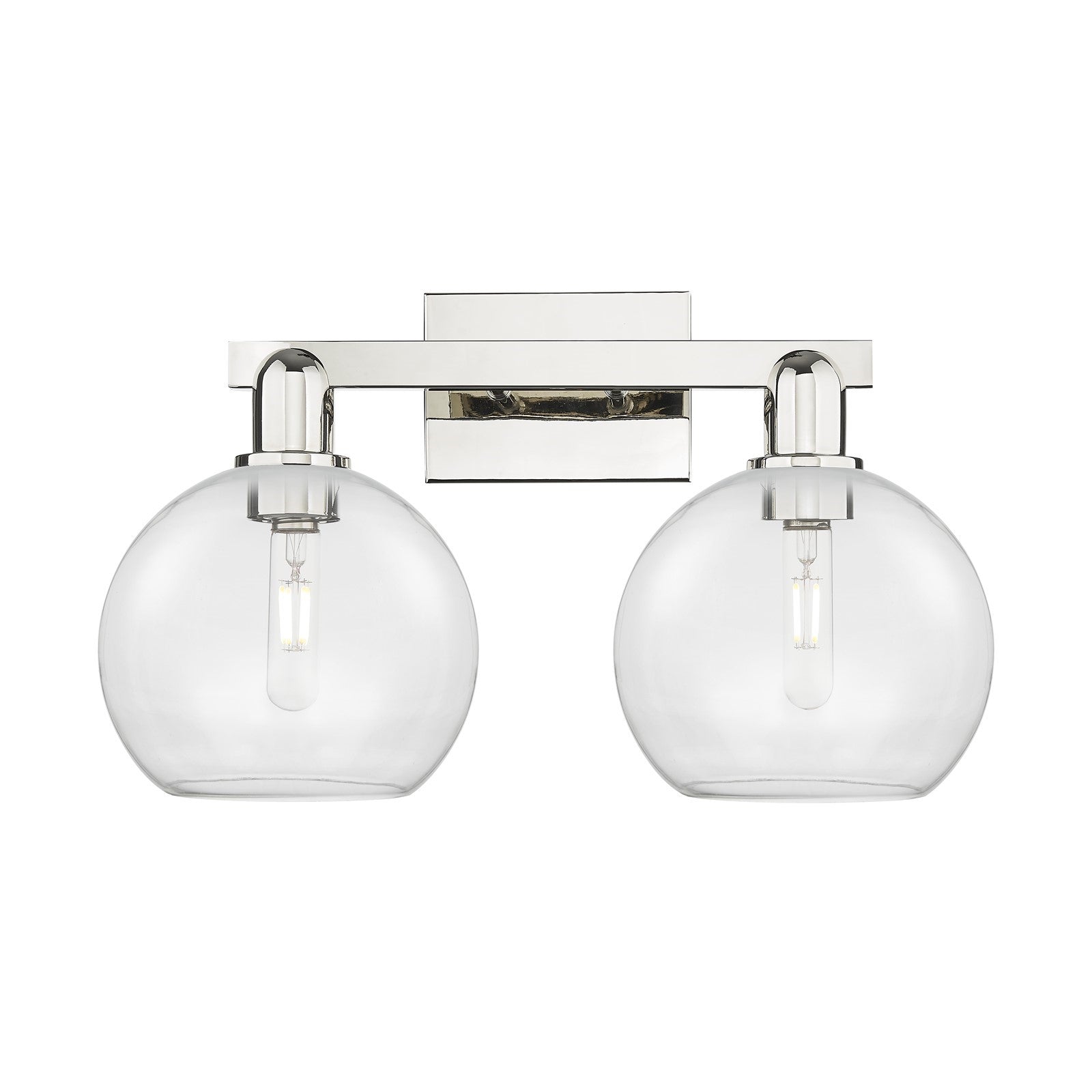 Innovations Athens 19in 2-Light Bath Vanity Light | Industrial Polished Nickel Steel and Clear Glass | Bathroom Vanity | 19 x 8.5 | Model 716-2W-PN-G122-8