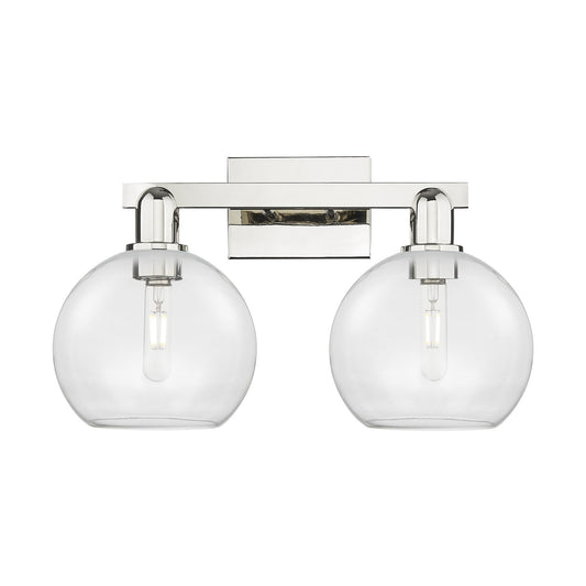 Innovations Athens 19in 2-Light Bath Vanity Light | Industrial Polished Nickel Steel and Clear Glass | Bathroom Vanity | 19 x 8.5 | Model 716-2W-PN-G122-8