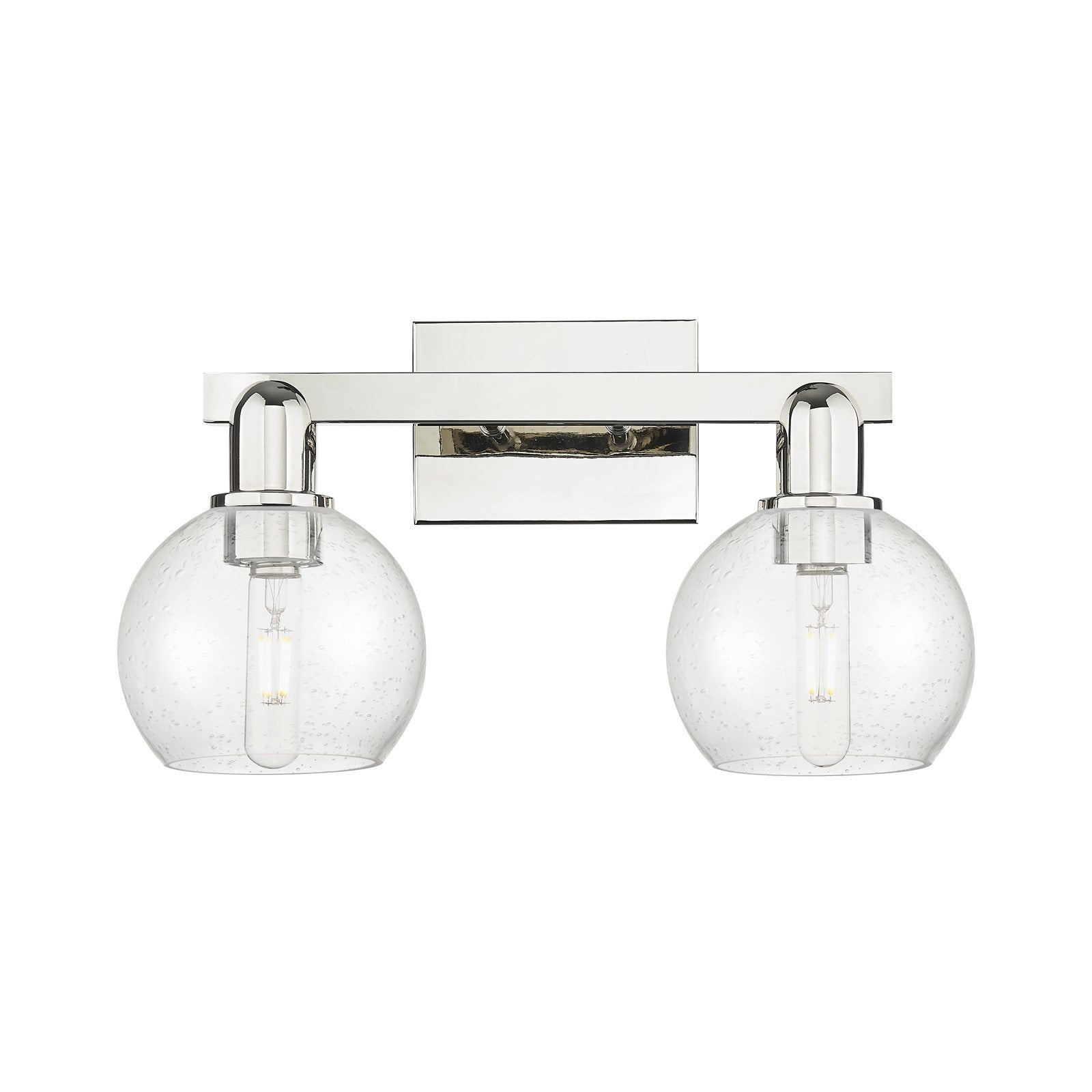 Innovations Athens 2-Light 17in Bath Vanity | Industrial Polished Nickel Steel and Seedy Glass | Bathroom & Powder Room | 16.88 x | Model 716-2W-PN-G124-6