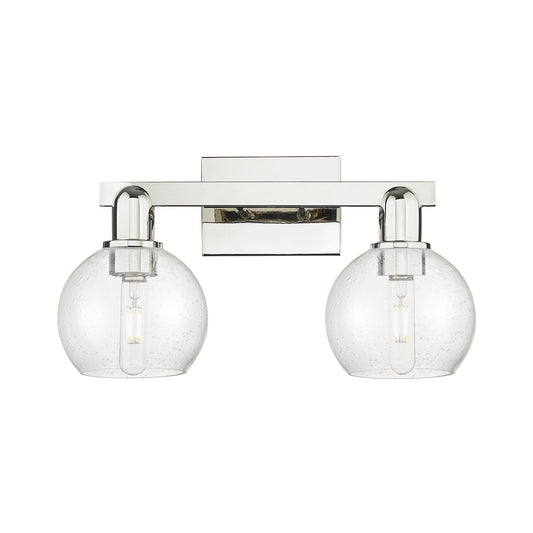 Innovations Athens 2-Light 17in Bath Vanity | Industrial Polished Nickel Steel and Seedy Glass | Bathroom & Powder Room | 16.88 x | Model 716-2W-PN-G124-6