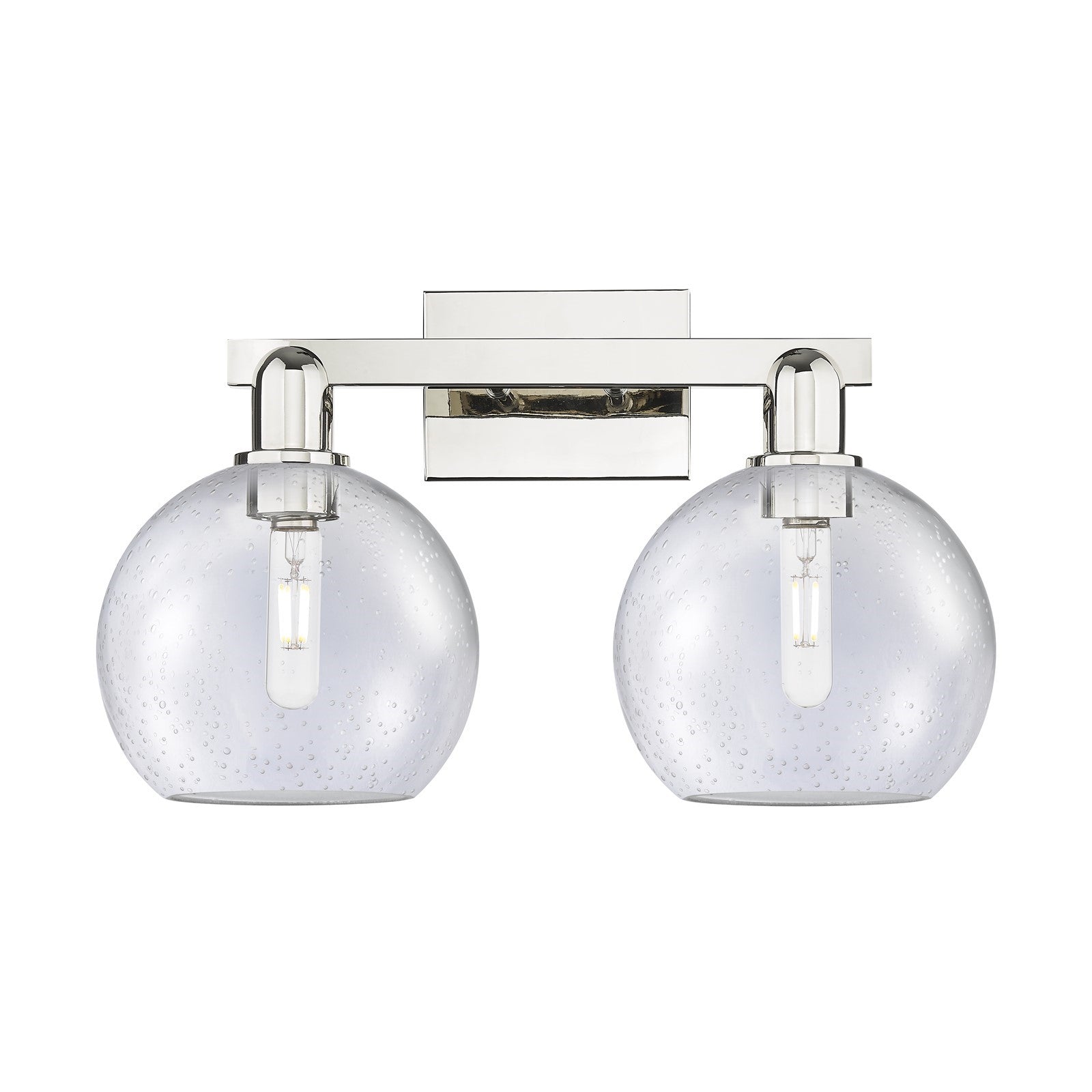 Innovations Athens 19in 2-Light Bath Vanity Light | Industrial Polished Nickel and Seedy Glass | Bathroom Vanity & Powder Room | Model 716-2W-PN-G124-8