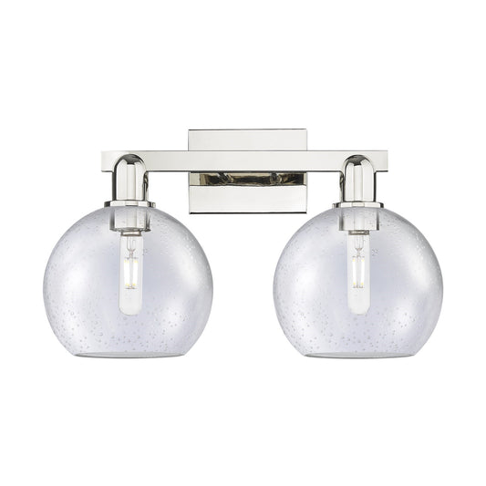Innovations Athens 19in 2-Light Bath Vanity Light | Industrial Polished Nickel and Seedy Glass | Bathroom Vanity & Powder Room | Model 716-2W-PN-G124-8