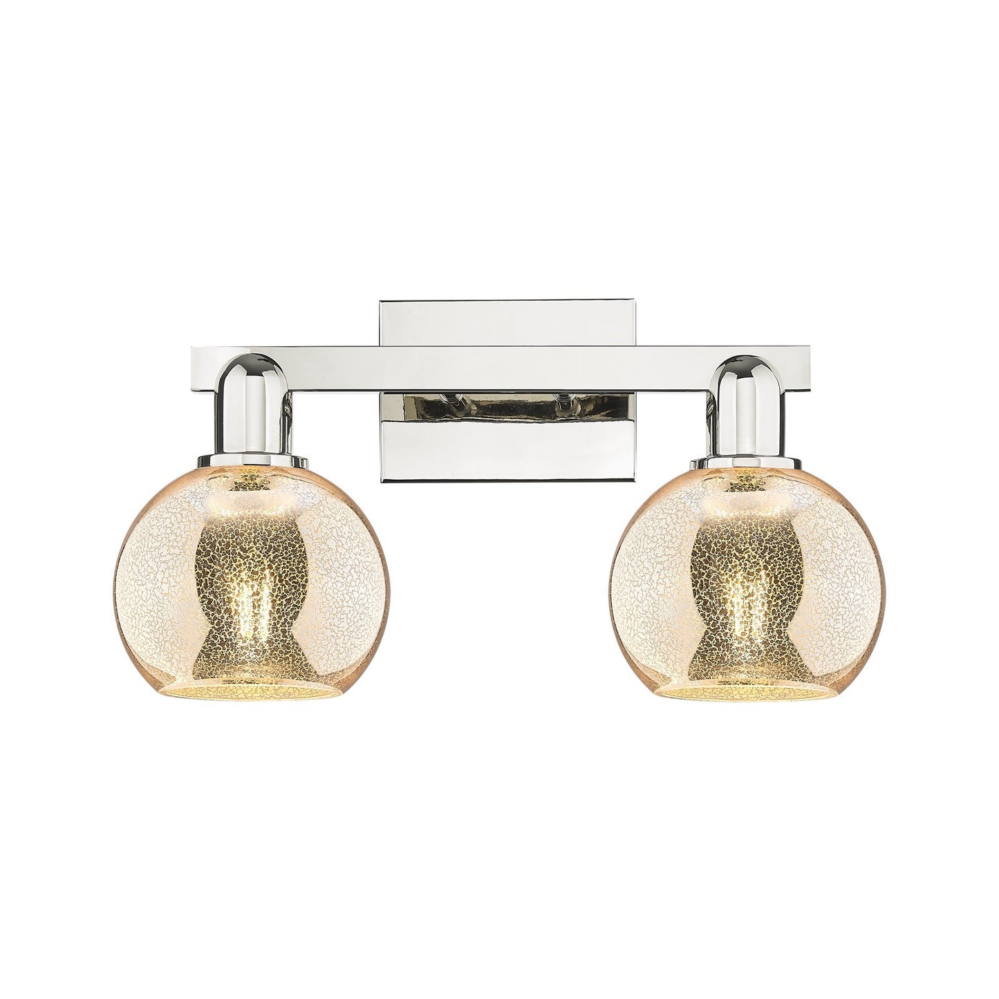 Innovations Athens 17in 2-Light Bath Vanity | Industrial Polished Nickel and Mercury Glass | Bathroom Vanity Light | 16.88 x 7.44 | Model 716-2W-PN-G128-6