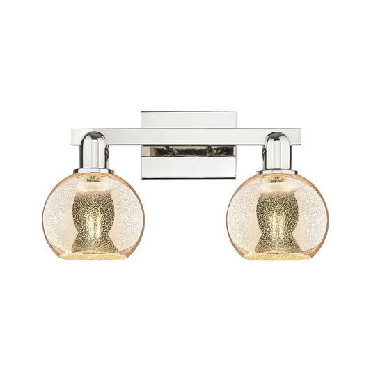 Innovations Athens 17in 2-Light Bath Vanity | Industrial Polished Nickel and Mercury Glass | Bathroom Vanity Light | 16.88 x 7.44 | Model 716-2W-PN-G128-6