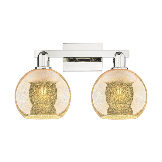 Innovations Athens 19in 2-Light Bath Vanity Light | Industrial Polished Nickel and Mercury Glass | Bathroom Vanity | 19 x 11.75 x | Model 716-2W-PN-G128-8