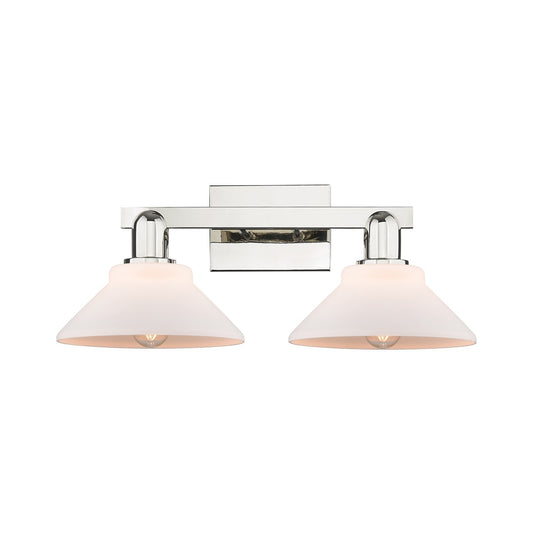 Innovations Orwell 19in 2-Light Bath Vanity Light | Industrial Polished Nickel and Matte White Glass | Bathroom Vanity | 19.38 x | Model 716-2W-PN-G131