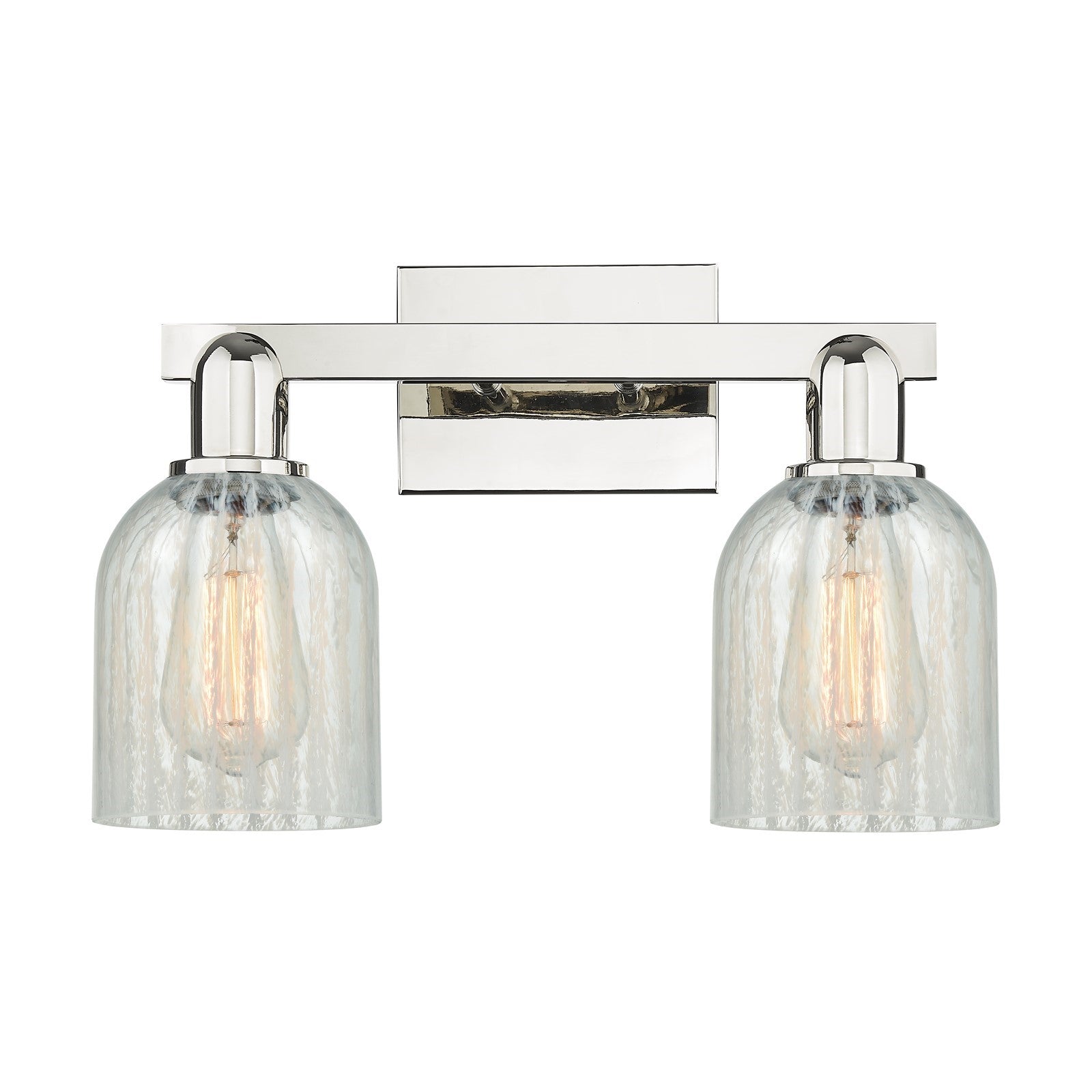 Innovations Caledonia 16in 2-Light Bath Vanity Light | Industrial Polished Nickel and Mouchette Glass | Bathroom Vanity | 16 x | Model 716-2W-PN-G2511