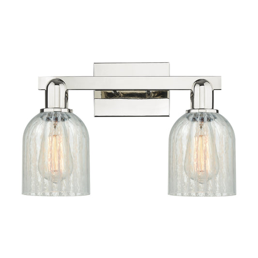 Innovations Caledonia 16in 2-Light Bath Vanity Light | Industrial Polished Nickel and Mouchette Glass | Bathroom Vanity | 16 x | Model 716-2W-PN-G2511