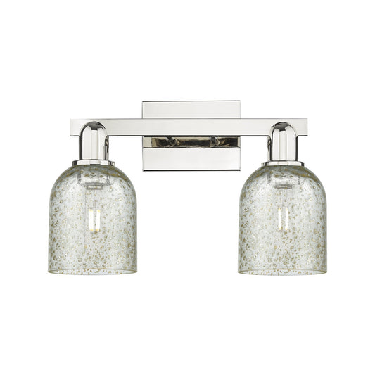 Innovations Caledonia 16in 2-Light Bath Vanity Light | Industrial Polished Nickel and Mica Glass | Bathroom Vanity & Powder Room | Model 716-2W-PN-G259
