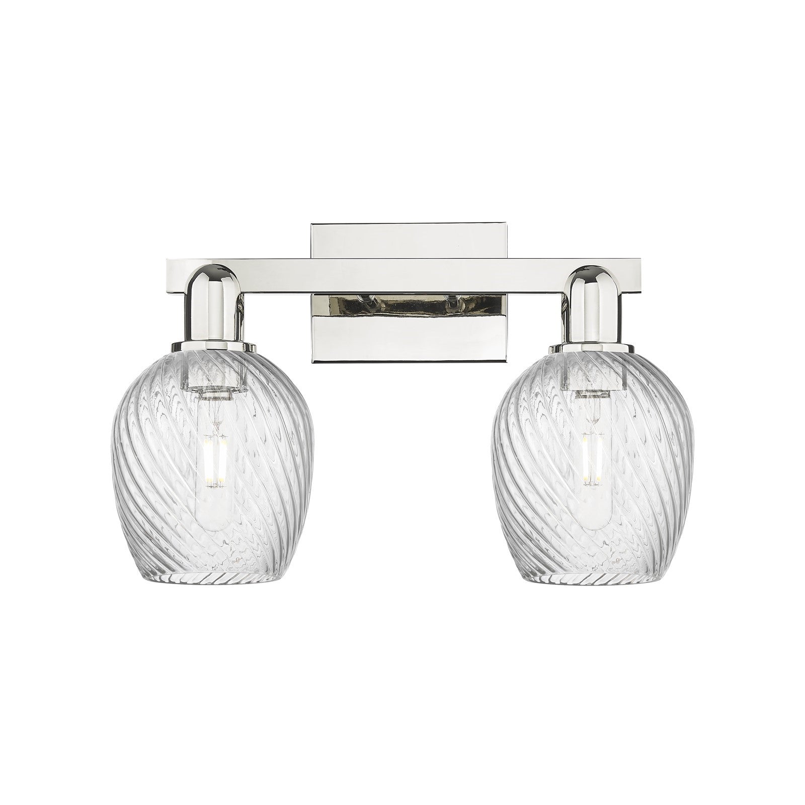 Innovations Salina 17in 2-Light Bath Vanity Light | Industrial Polished Nickel and Clear Spiral Fluted Glass | Bathroom Vanity & | Model 716-2W-PN-G292