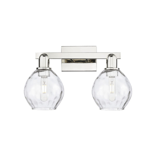 Innovations Waverly 17in 2-Light Bath Vanity Light | Industrial Modern Contempo Polished Nickel and Clear Water Glass | Kitchen & | Model 716-2W-PN-G362