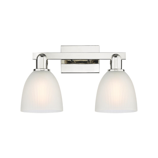 Innovations Castile 17in 2-Light Bath Vanity Light | Industrial Polished Nickel and White Glass | Bathroom Vanity | 17 x 10.75 x | Model 716-2W-PN-G381