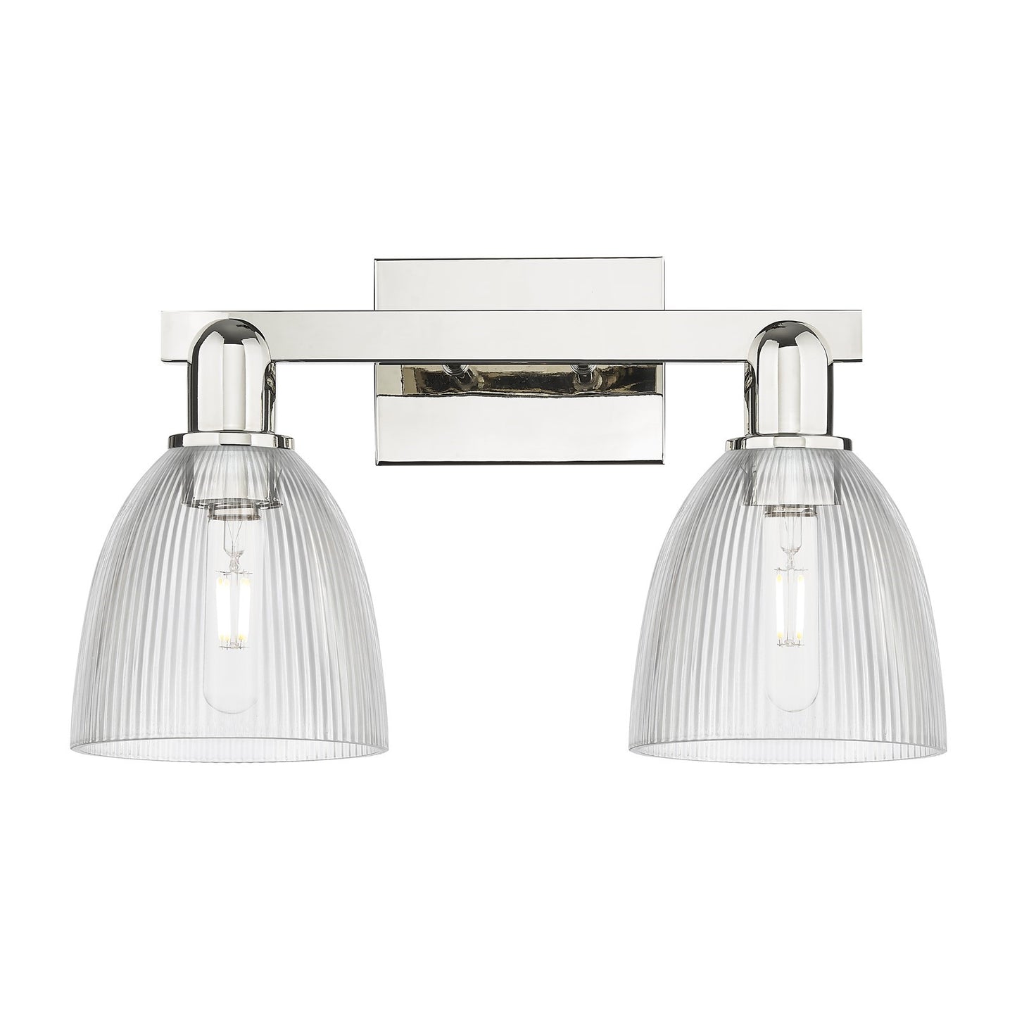 Innovations Castile 17in 2-Light Bath Vanity Light | Industrial Polished Nickel Steel and Clear Glass | Bathroom Vanity & Powder | Model 716-2W-PN-G382