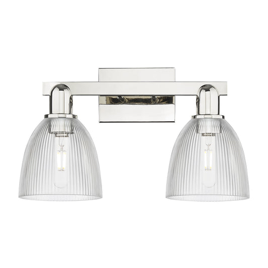 Innovations Castile 17in 2-Light Bath Vanity Light | Industrial Polished Nickel Steel and Clear Glass | Bathroom Vanity & Powder | Model 716-2W-PN-G382