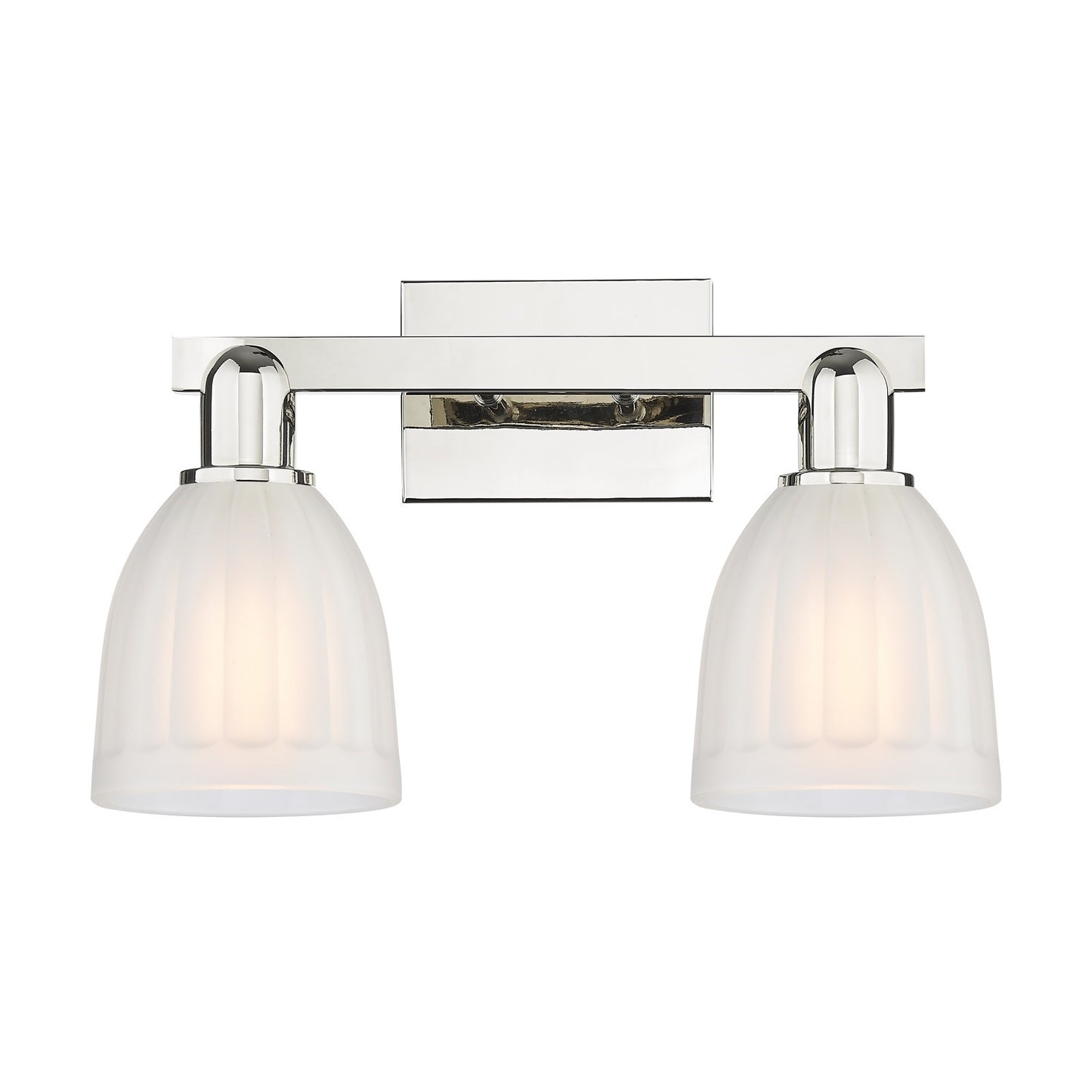 Innovations Brookfield 17in 2-Light Bath Vanity | Industrial Polished Nickel Steel and White Frosted Ribbed Glass | Bathroom Vanity | Model 716-2W-PN-G441