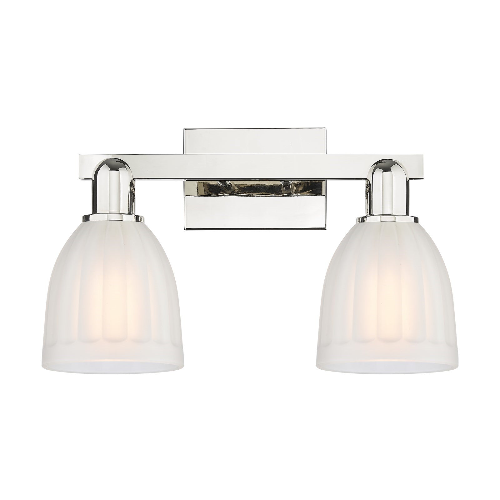 Innovations Brookfield 17in 2-Light Bath Vanity | Industrial Polished Nickel Steel and White Frosted Ribbed Glass | Bathroom Vanity | Model 716-2W-PN-G441