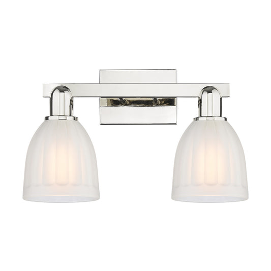 Innovations Brookfield 17in 2-Light Bath Vanity | Industrial Polished Nickel Steel and White Frosted Ribbed Glass | Bathroom Vanity | Model 716-2W-PN-G441