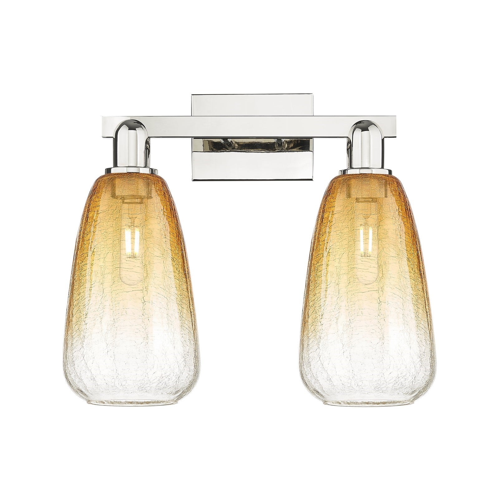 Innovations Brookhaven Almond 17in 2-Light Bath Vanity Light | Industrial Polished Nickel Steel and Amber Glass | Bathroom | Model 716-2W-PN-G480-6AM