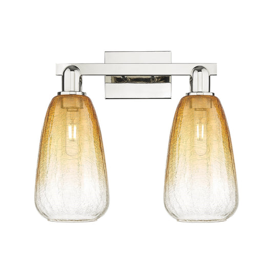Innovations Brookhaven Almond 17in 2-Light Bath Vanity Light | Industrial Polished Nickel Steel and Amber Glass | Bathroom | Model 716-2W-PN-G480-6AM
