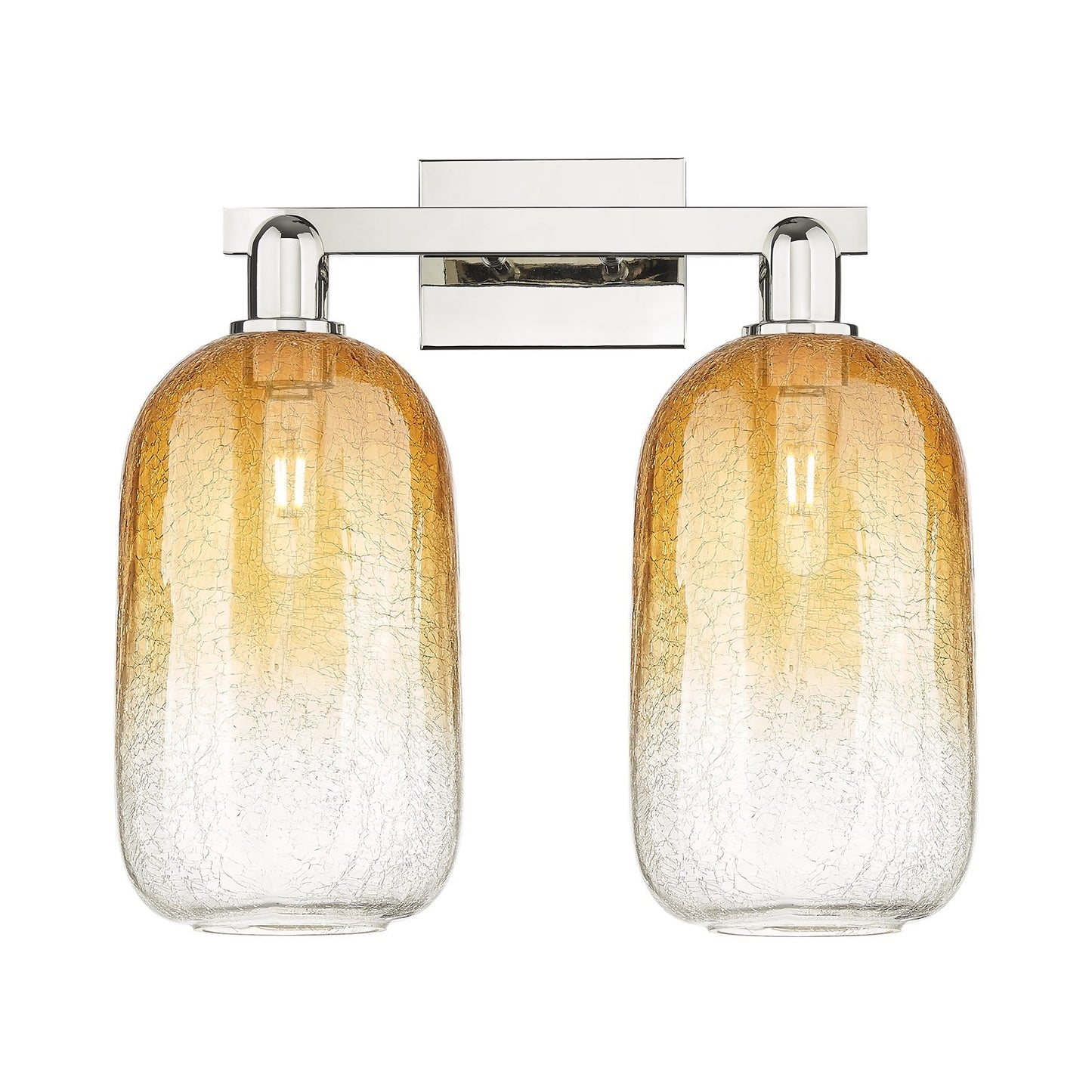 Innovations Brookhaven Cloche 18in 2-Light Bath Vanity Light | Industrial Polished Nickel and Amber Glass | Entryway & Hallway | Model 716-2W-PN-G482-7AM