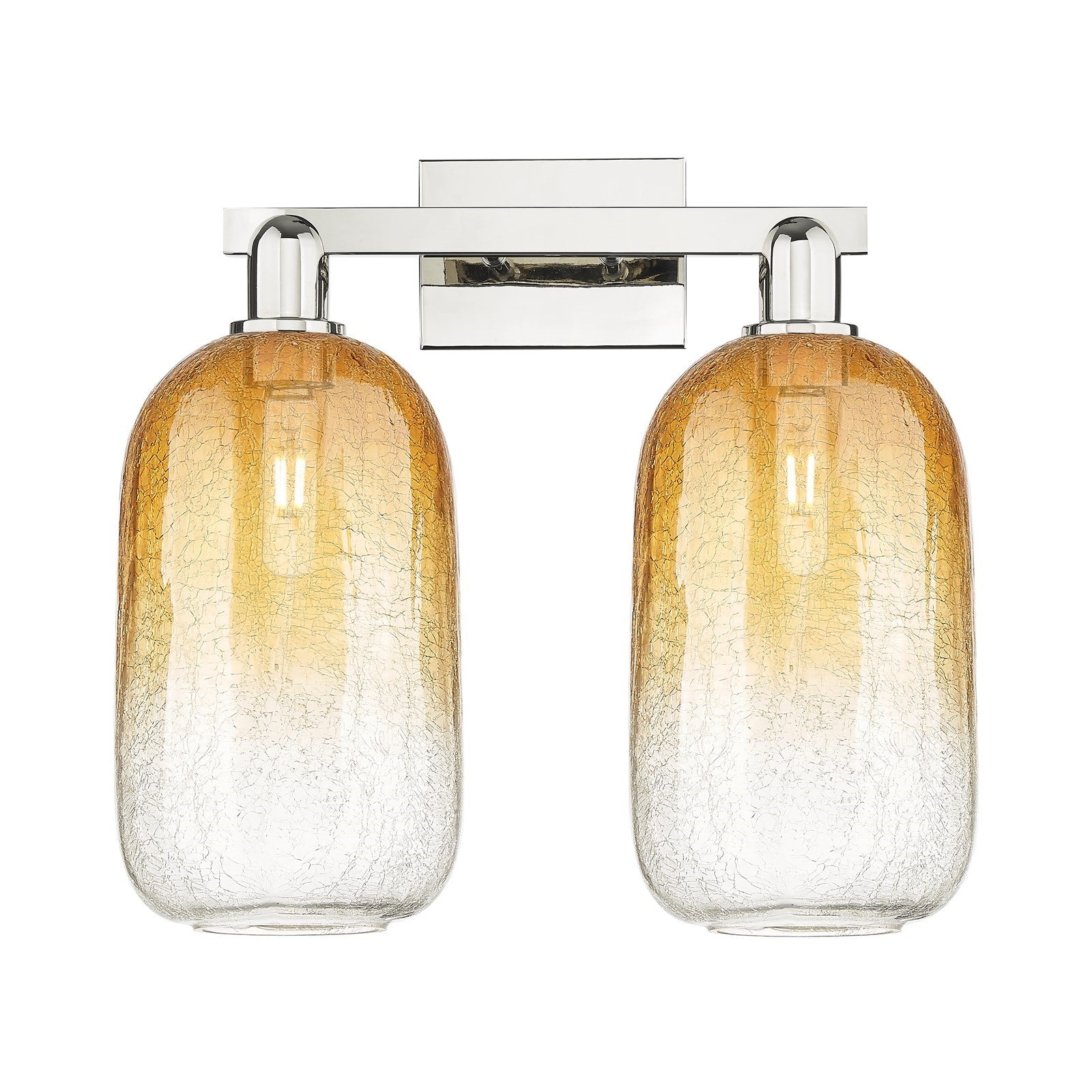 Innovations Brookhaven Cloche 18in 2-Light Bath Vanity Light | Industrial Polished Nickel and Amber Glass | Entryway & Hallway | Model 716-2W-PN-G482-7AM