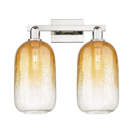 Innovations Brookhaven Cloche 18in 2-Light Bath Vanity Light | Industrial Polished Nickel and Amber Glass | Entryway & Hallway | Model 716-2W-PN-G482-7AM
