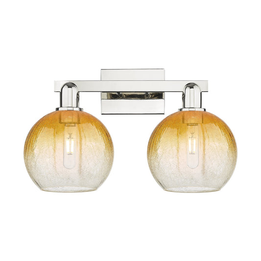 Innovations Brookhaven Globe 19in 2-Light Bath Vanity Light | Industrial Polished Nickel and Amber Glass | Bathroom Vanity | 19 | Model 716-2W-PN-G483-8AM