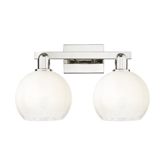 Innovations Brookhaven Globe 19in 2-Light Bath Vanity Light | Industrial Polished Nickel and Opal Glass | Bathroom Vanity | 19 | Model 716-2W-PN-G483-8OP