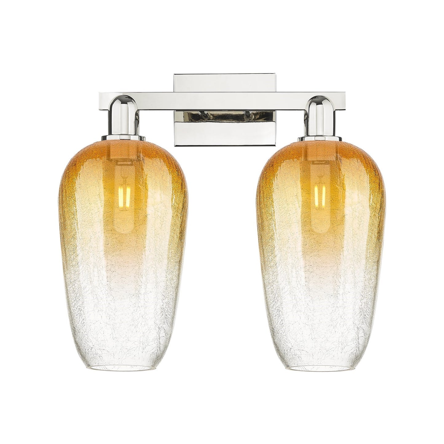 Innovations Brookhaven Flute 18in 2-Light Bath Vanity | Industrial Polished Nickel Steel and Amber Glass | Bathroom Vanity & | Model 716-2W-PN-G484-7AM