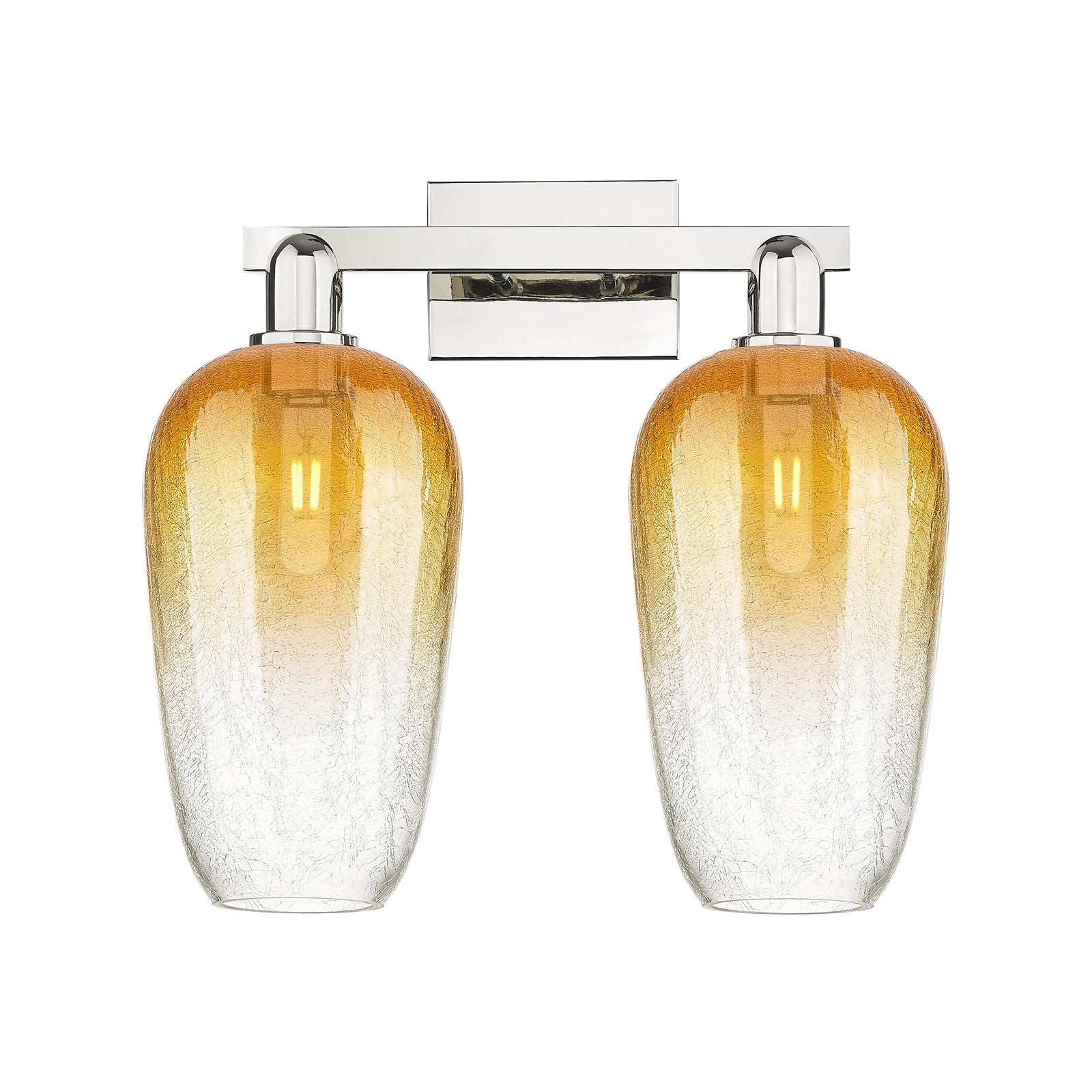 Innovations Brookhaven Flute 18in 2-Light Bath Vanity | Industrial Polished Nickel Steel and Amber Glass | Bathroom Vanity & | Model 716-2W-PN-G484-7AM