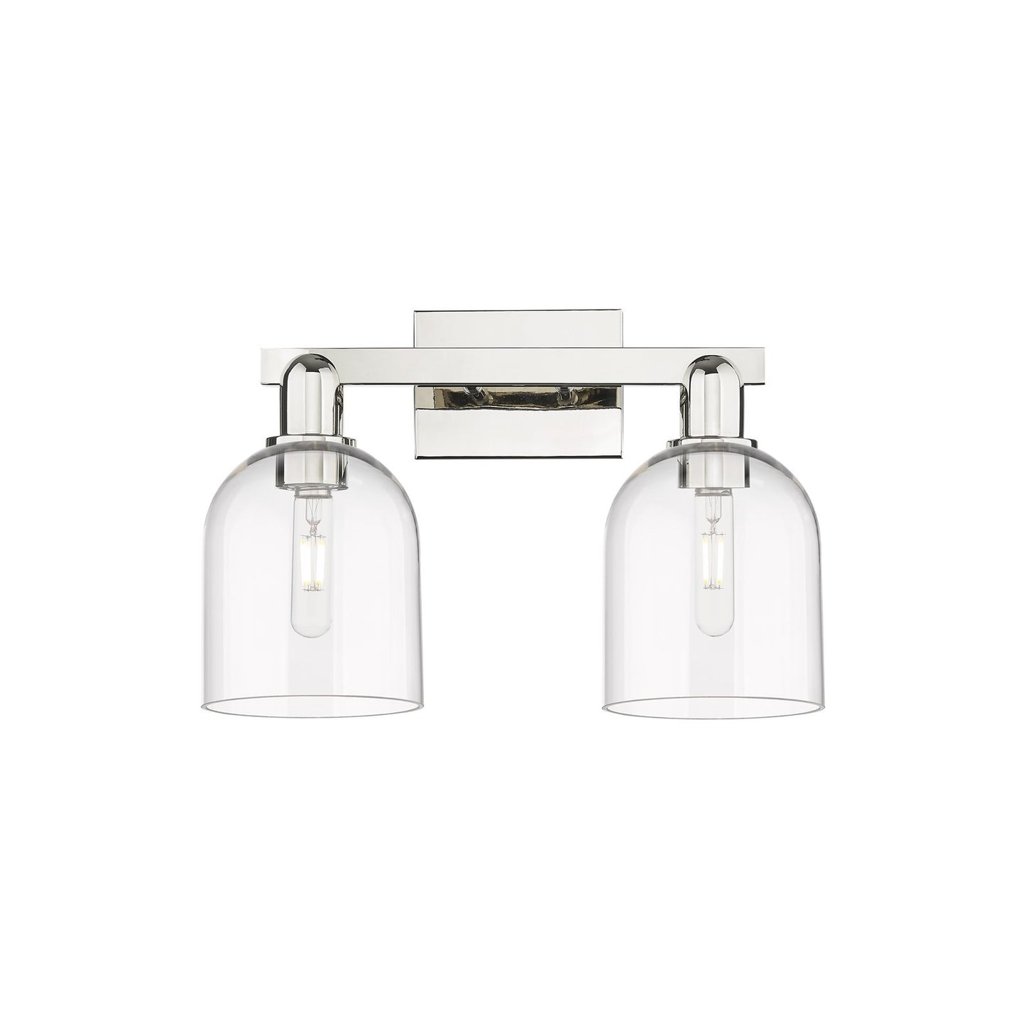 Innovations Bella 17in 2-Light Bath Vanity | Industrial Modern Polished Nickel and Clear Glass | Bathroom Vanity Light | 16.5 x | Model 716-2W-PN-G558-6CL
