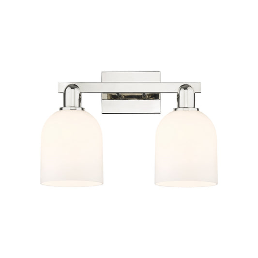 Innovations Bella 17in 2-Light Bath Vanity Light | Industrial Polished Nickel and White Glass | Bathroom Vanity | 16.5 x 11.25 | Model 716-2W-PN-G558-6GWH