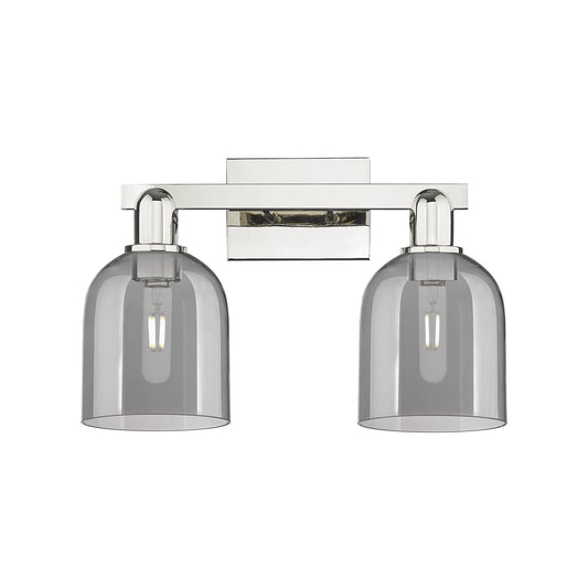 Innovations Bella 17in 2-Light Bath Vanity | Industrial Polished Nickel Steel and Light Smoke Glass | Bathroom Vanity Light | Model 716-2W-PN-G558-6SM