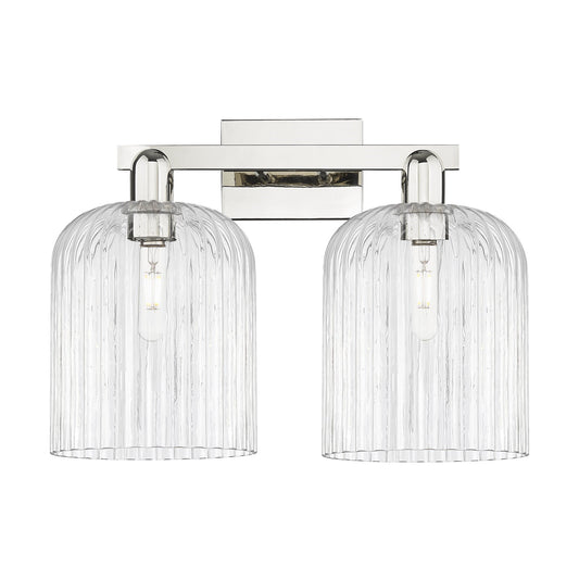 Innovations Bridal Veil 19in 2-Light Bath Vanity | Industrial Polished Nickel Steel and Clear Ribbed Glass | Bathroom Vanity & | Model 716-2W-PN-G559-8CL
