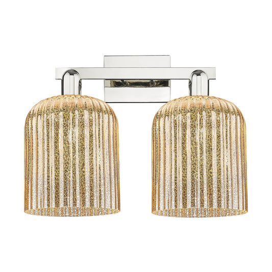 Innovations Bridal Veil 19in 2-Light Bath Vanity Light | Industrial Polished Nickel and Mercury Ribbed Glass | Bathroom & | Model 716-2W-PN-G559-8ME