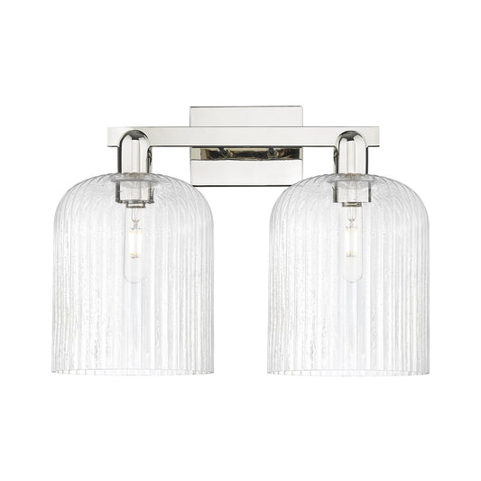 Innovations Bridal Veil 19in 2-Light Bath Vanity | Industrial Polished Nickel and Seedy Ribbed Glass | Bathroom Vanity Light | Model 716-2W-PN-G559-8SDY