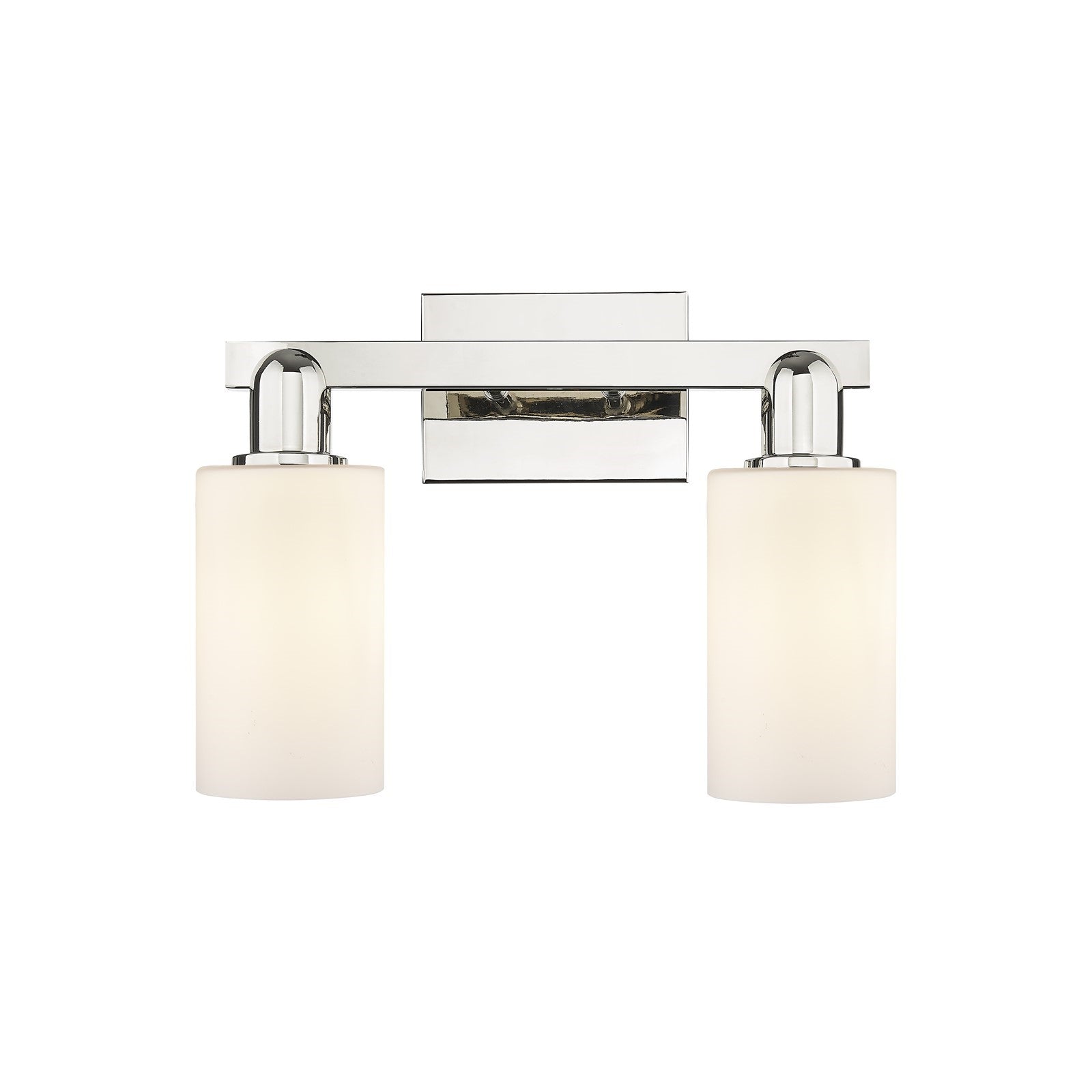 Innovations Clymer 15in 2-Light Bath Vanity Light | Industrial Modern Polished Nickel and Matte White Glass | Bathroom Vanity | Model 716-2W-PN-G801