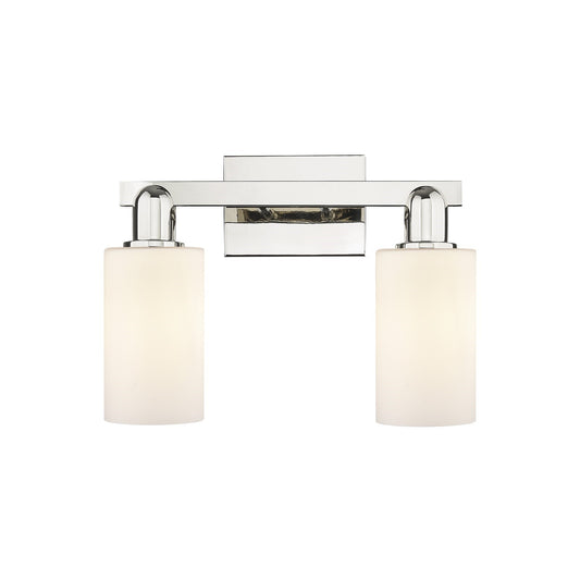 Innovations Clymer 15in 2-Light Bath Vanity Light | Industrial Modern Polished Nickel and Matte White Glass | Bathroom Vanity | Model 716-2W-PN-G801