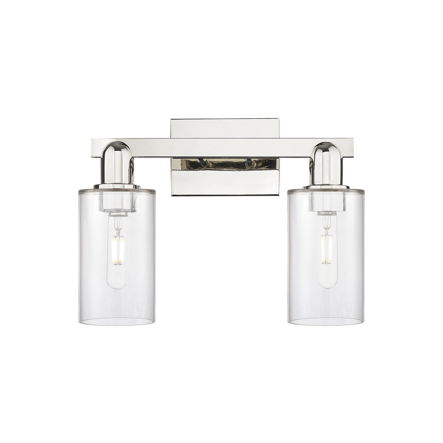 Innovations Clymer 15in 2-Light Bath Vanity Light | Industrial Polished Nickel Steel and Clear Glass | Bathroom Vanity | 14.88 x | Model 716-2W-PN-G802