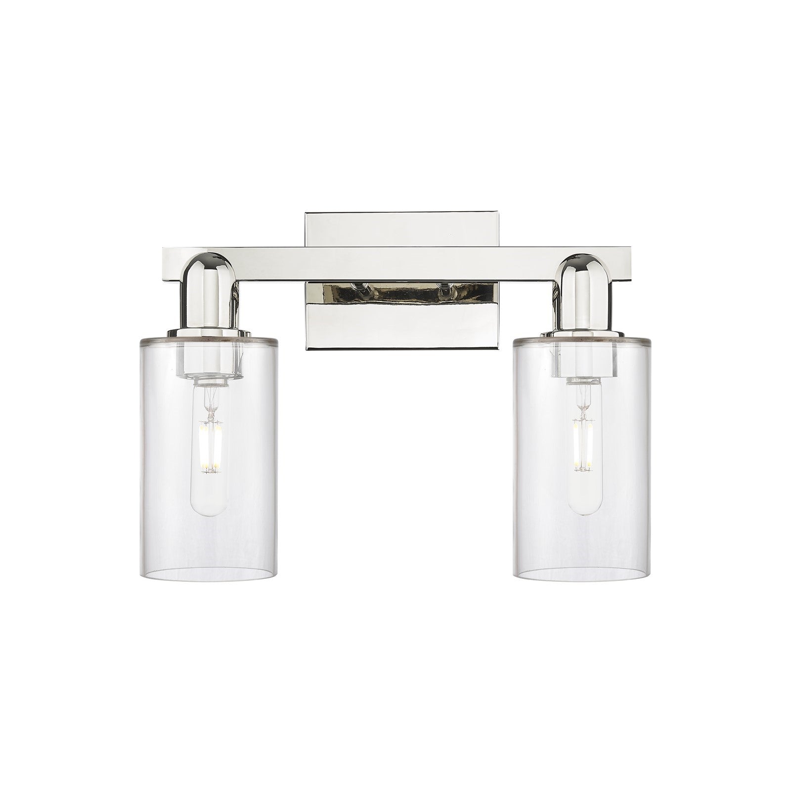 Innovations Clymer 15in 2-Light Bath Vanity Light | Industrial Polished Nickel Steel and Clear Glass | Bathroom Vanity | 14.88 x | Model 716-2W-PN-G802