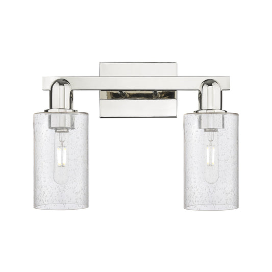 Innovations Clymer 15in 2-Light Bath Vanity Light | Industrial Modern Polished Nickel and Seedy Glass | Bathroom Vanity | 14.88 x | Model 716-2W-PN-G804