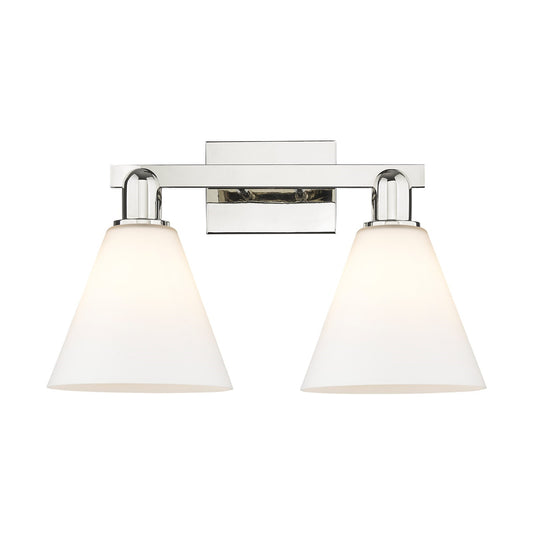 Innovations Berkshire Glass 19in 2-Light Bath Vanity Light | Industrial Polished Nickel and Matte White Glass | Bathroom Vanity | Model 716-2W-PN-GBC-81