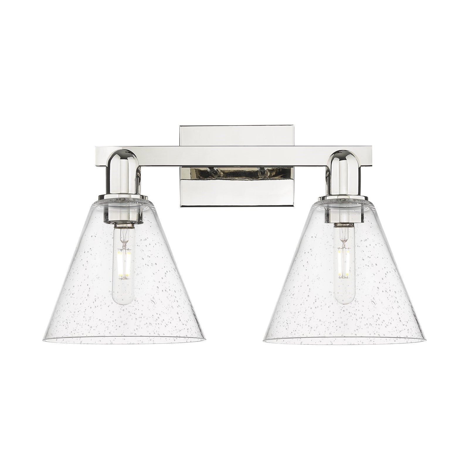 Innovations Berkshire Glass 19in 2-Light Bath Vanity | Industrial Modern Polished Nickel and Seedy Glass | Bathroom Vanity | 19 x | Model 716-2W-PN-GBC-84
