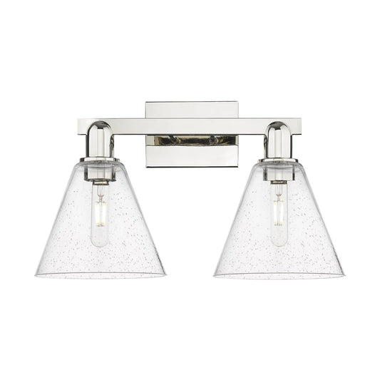 Innovations Berkshire Glass 19in 2-Light Bath Vanity | Industrial Modern Polished Nickel and Seedy Glass | Bathroom Vanity | 19 x | Model 716-2W-PN-GBC-84