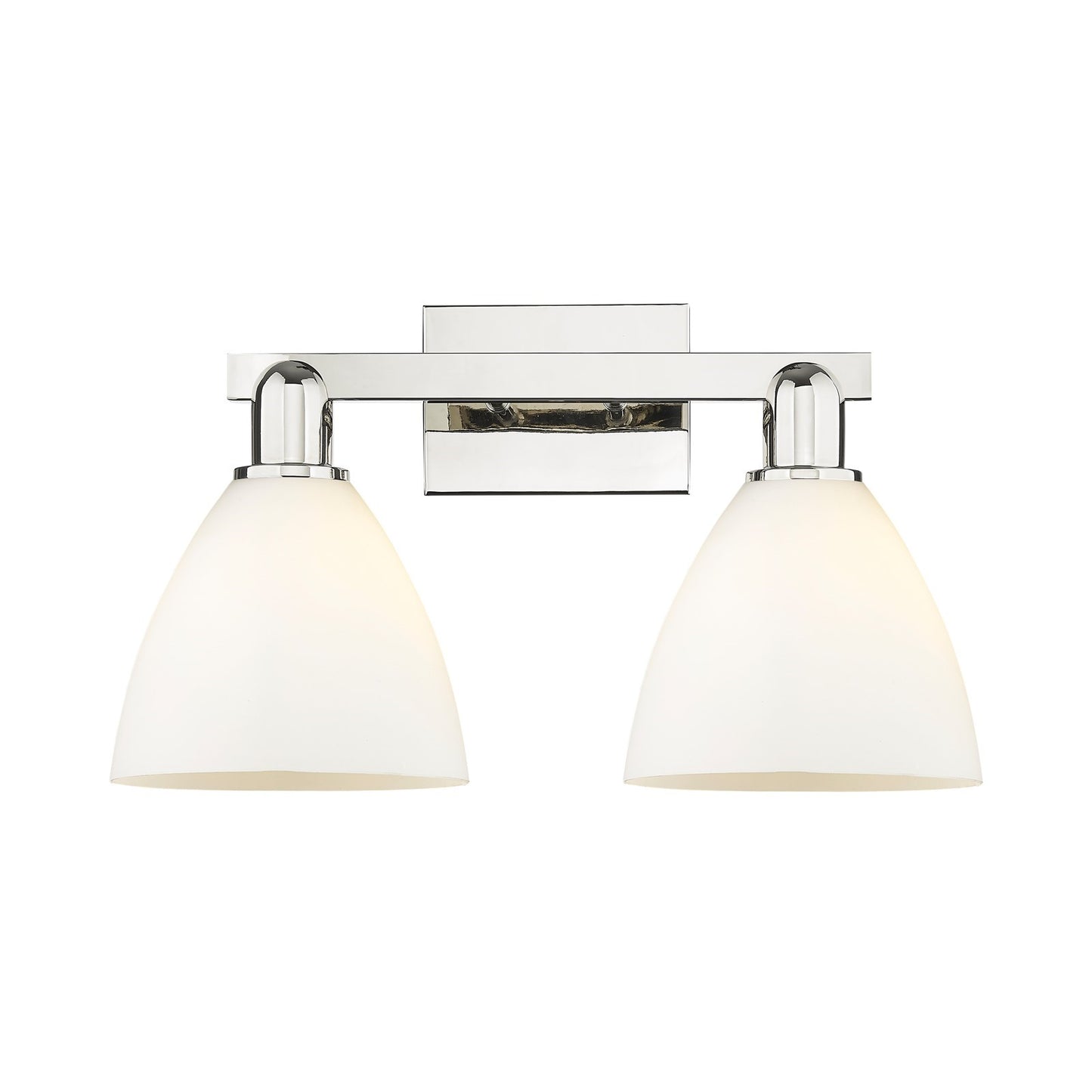 Innovations Bristol 19in 2-Light Bath Vanity | Industrial Polished Nickel Steel and Matte White Glass | Damp-Rated Bathroom | Model 716-2W-PN-GBD-751