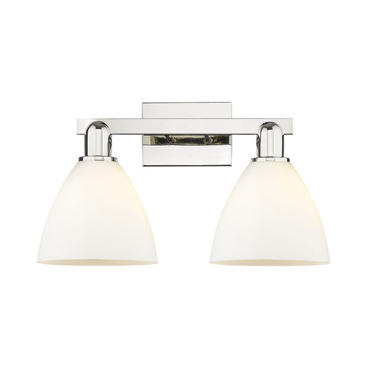 Innovations Bristol 19in 2-Light Bath Vanity | Industrial Polished Nickel Steel and Matte White Glass | Damp-Rated Bathroom | Model 716-2W-PN-GBD-751