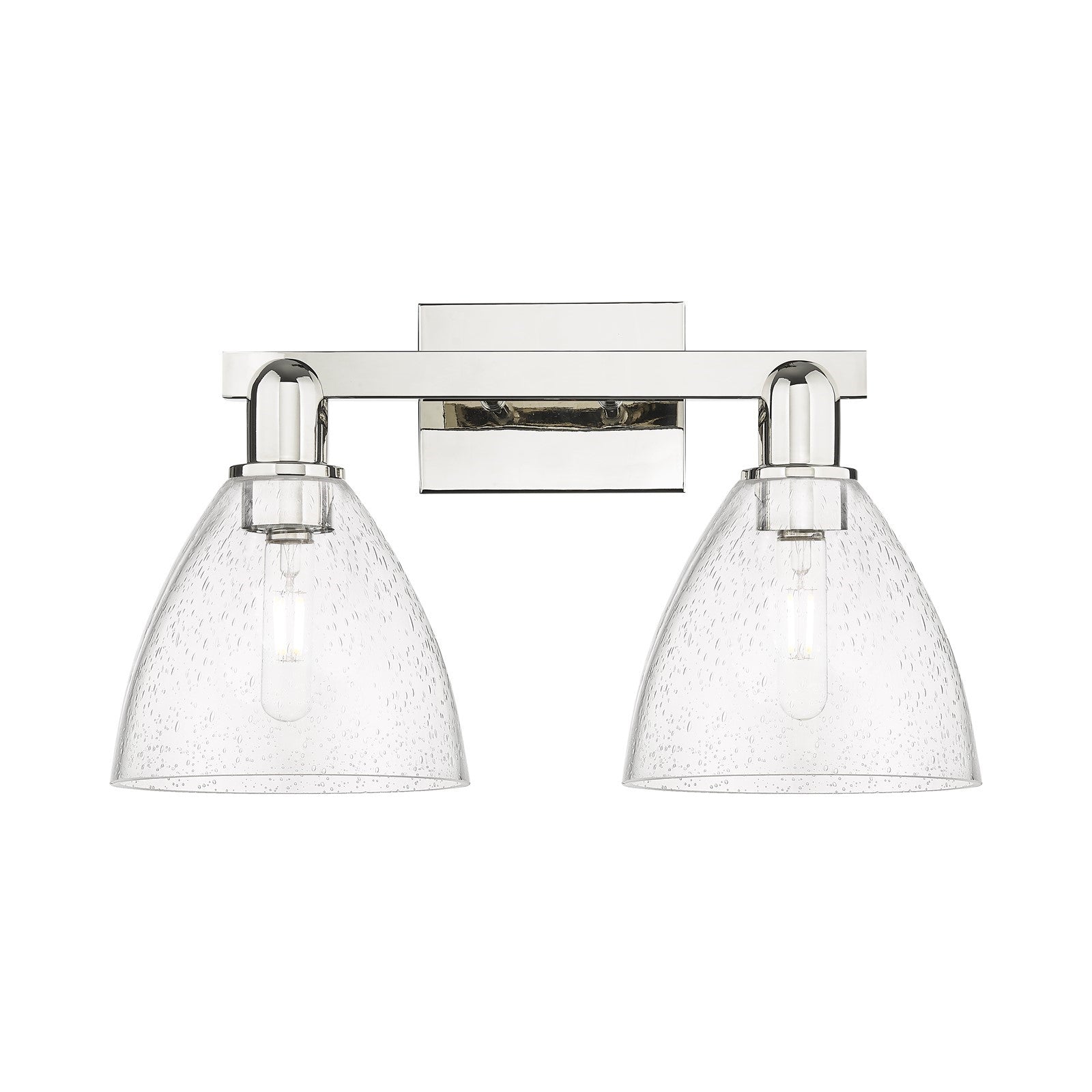 Innovations Bristol 19in 2-Light Bath Vanity | Industrial Polished Nickel Steel and Seedy Glass | Bathroom Vanity & Powder Room | Model 716-2W-PN-GBD-754