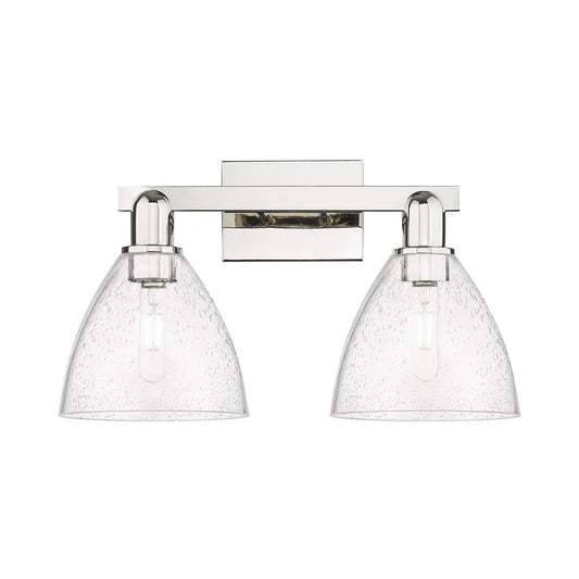 Innovations Bristol 19in 2-Light Bath Vanity | Industrial Polished Nickel Steel and Seedy Glass | Bathroom Vanity & Powder Room | Model 716-2W-PN-GBD-754