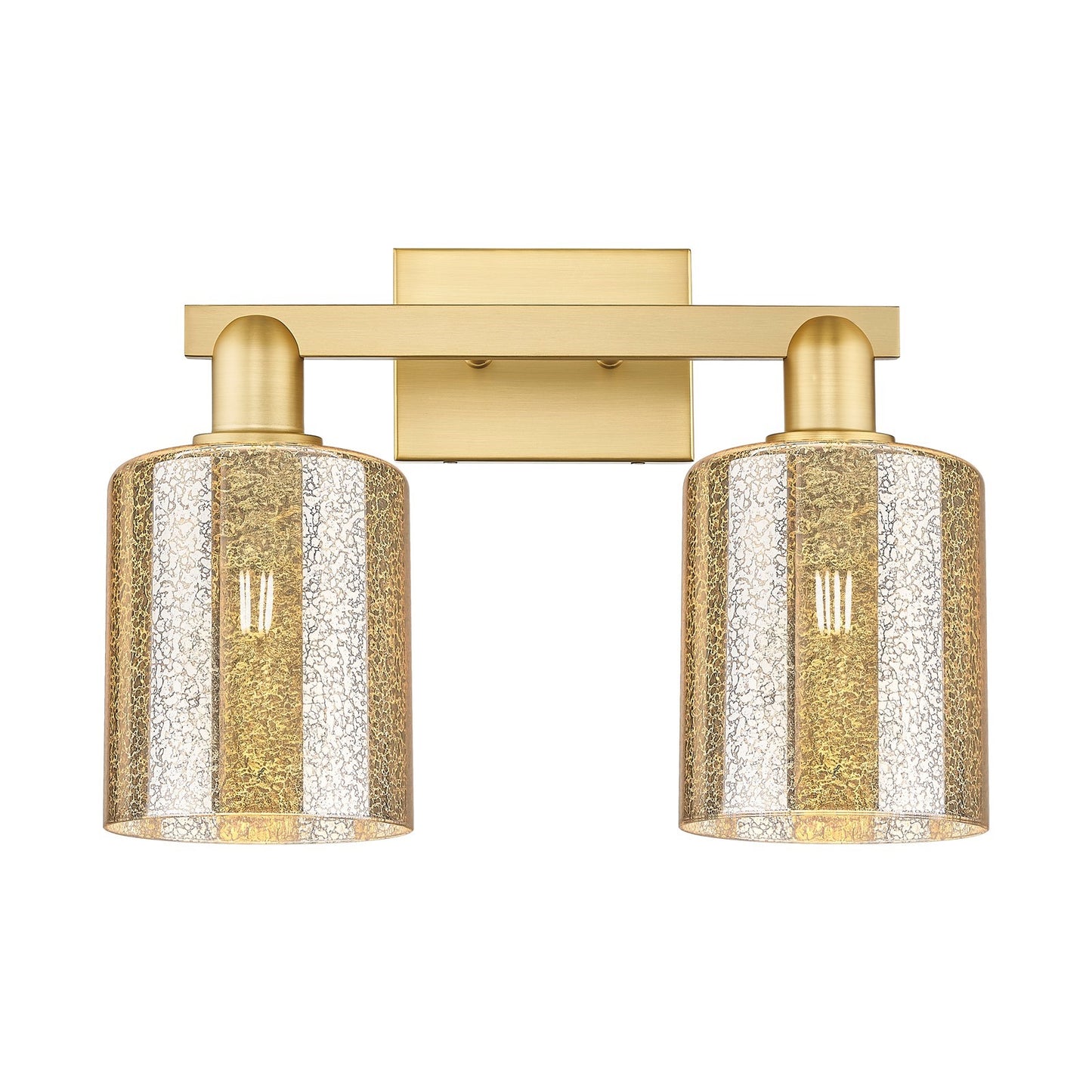 Innovations Cobbleskill 16in 2-Light Vanity Light | Industrial Satin Gold Steel and Mercury Glass | Bathroom Vanity | 16 x 7 x | Model 716-2W-SG-G116