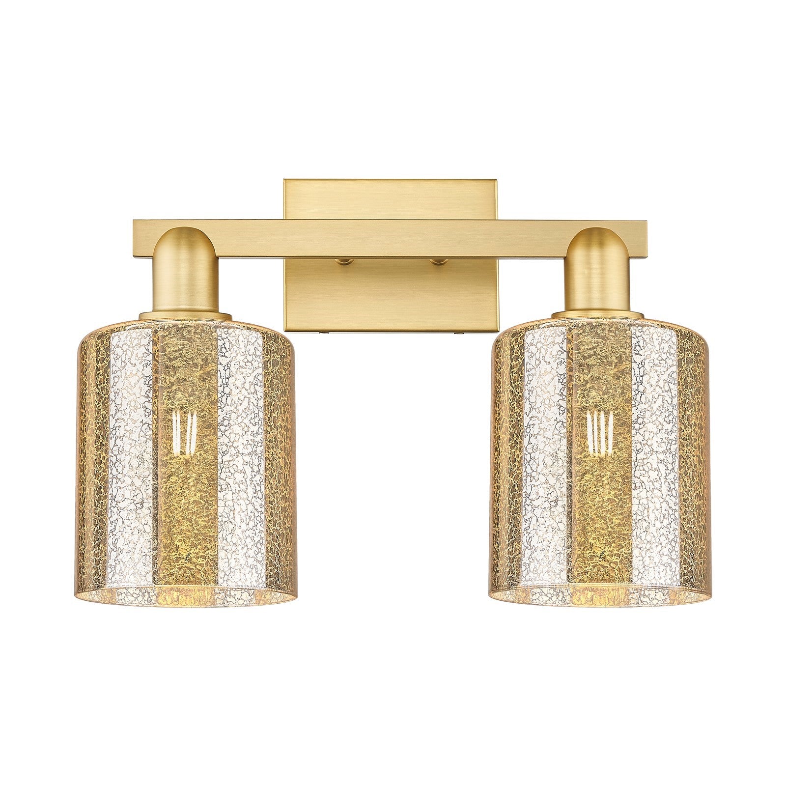 Innovations Cobbleskill 16in 2-Light Vanity Light | Industrial Satin Gold Steel and Mercury Glass | Bathroom Vanity | 16 x 7 x | Model 716-2W-SG-G116